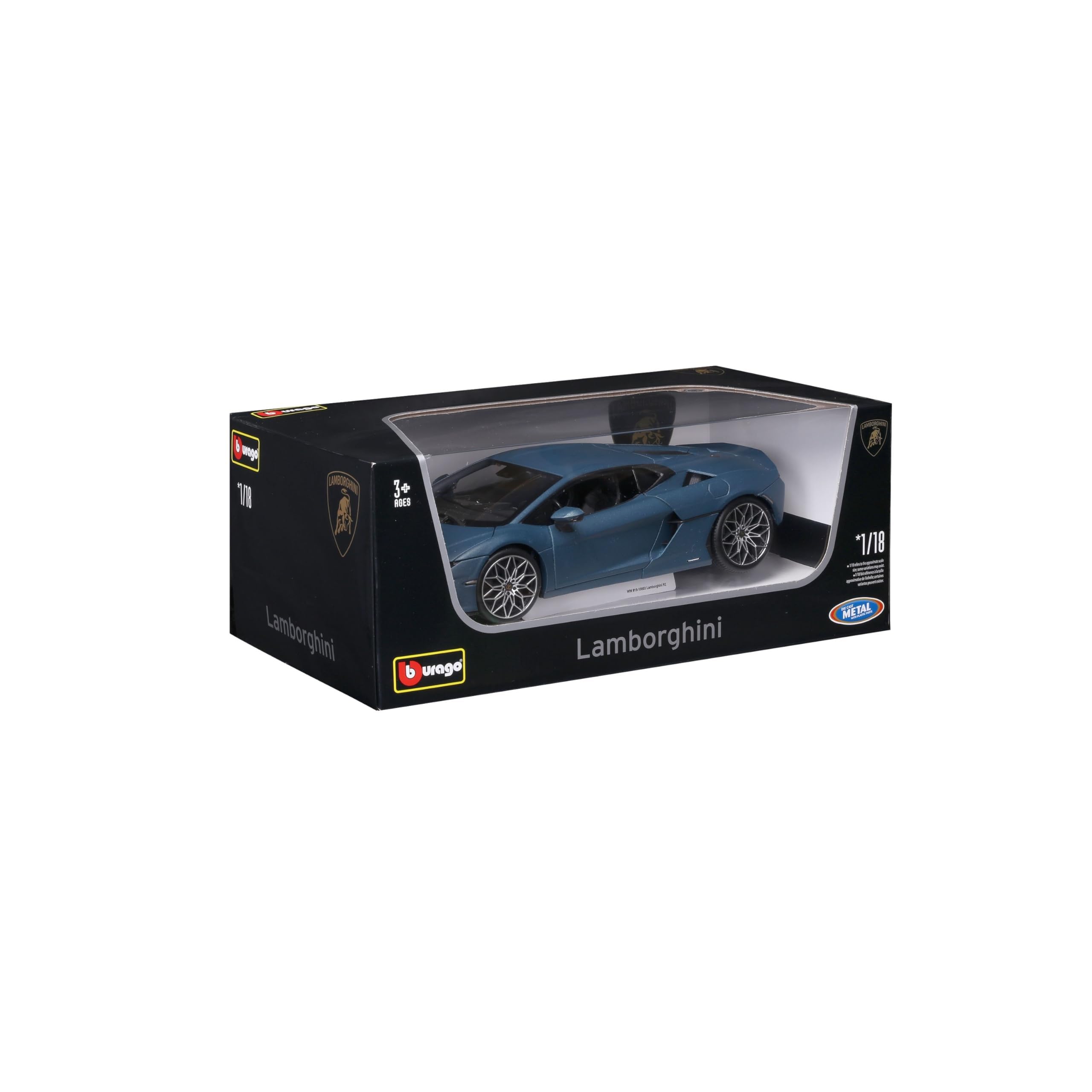 Bburago - Lamborghini Temerario, Coche Diecast a Escala 1:18, Réplica Detallada del Primer Superdeportivo Lamborghini, 4 Aperturas, Licencia Oficial, Edad Recomendada 3+ Años