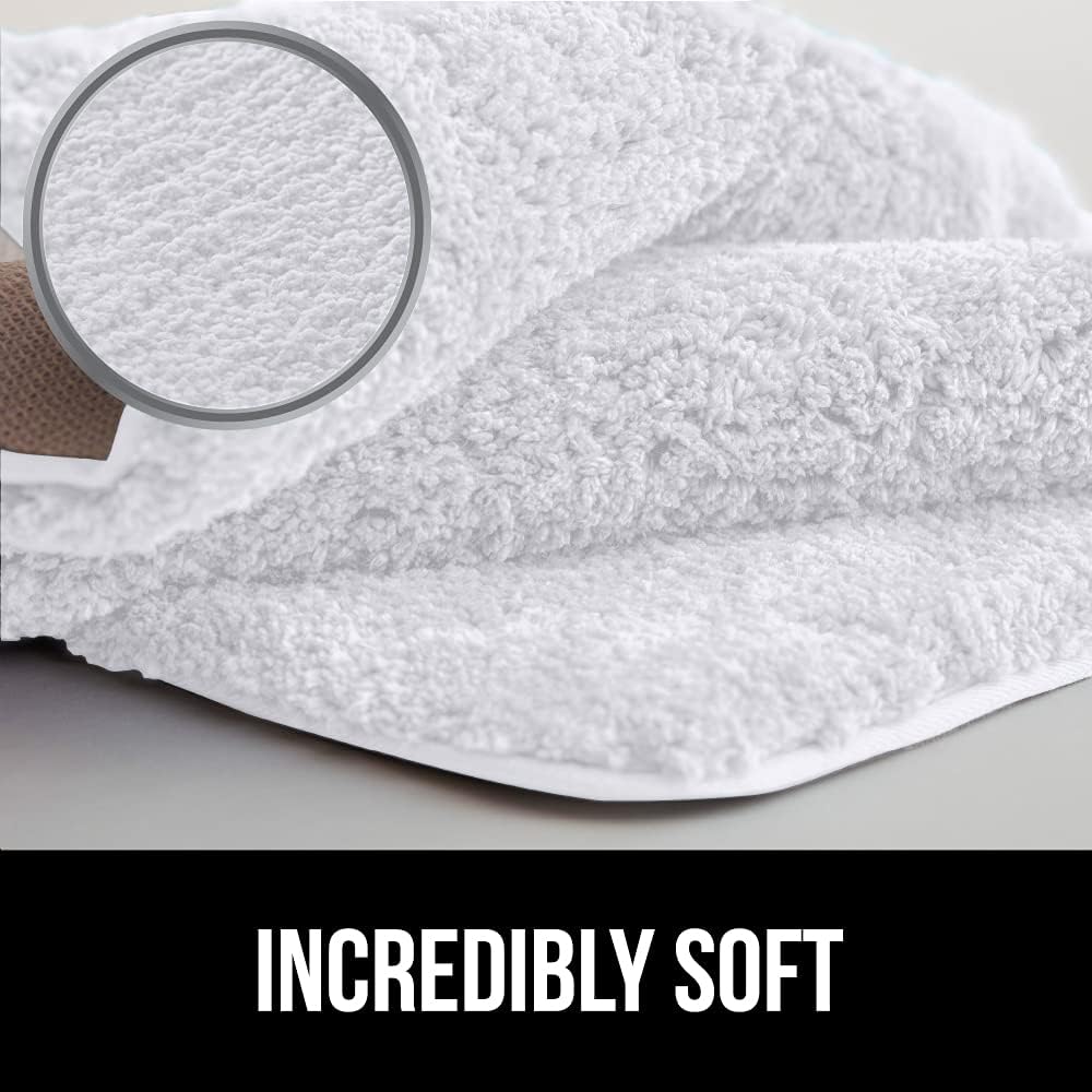Gorilla Grip Premium Luxury Bath Rug Set, 2 Piece Includes 30x20 Bathroom Rug and Oval U-Shape Contoured Toilet Mat, Soft Shag Absorbent Rugs, Machine Wash and Dry, Mats for Bath Tub, Shower, White