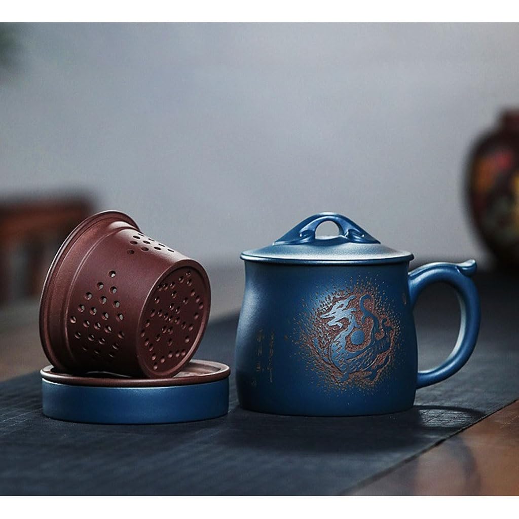 Tasse à thé Tasse à thé en Vrac Ensemble de thé 400ML Tasse à Sable Violet avec Couvercle Doublure filtrante Tasse à thé Séparation de l'eau du thé à la Maison Tasses à thé réutilisables