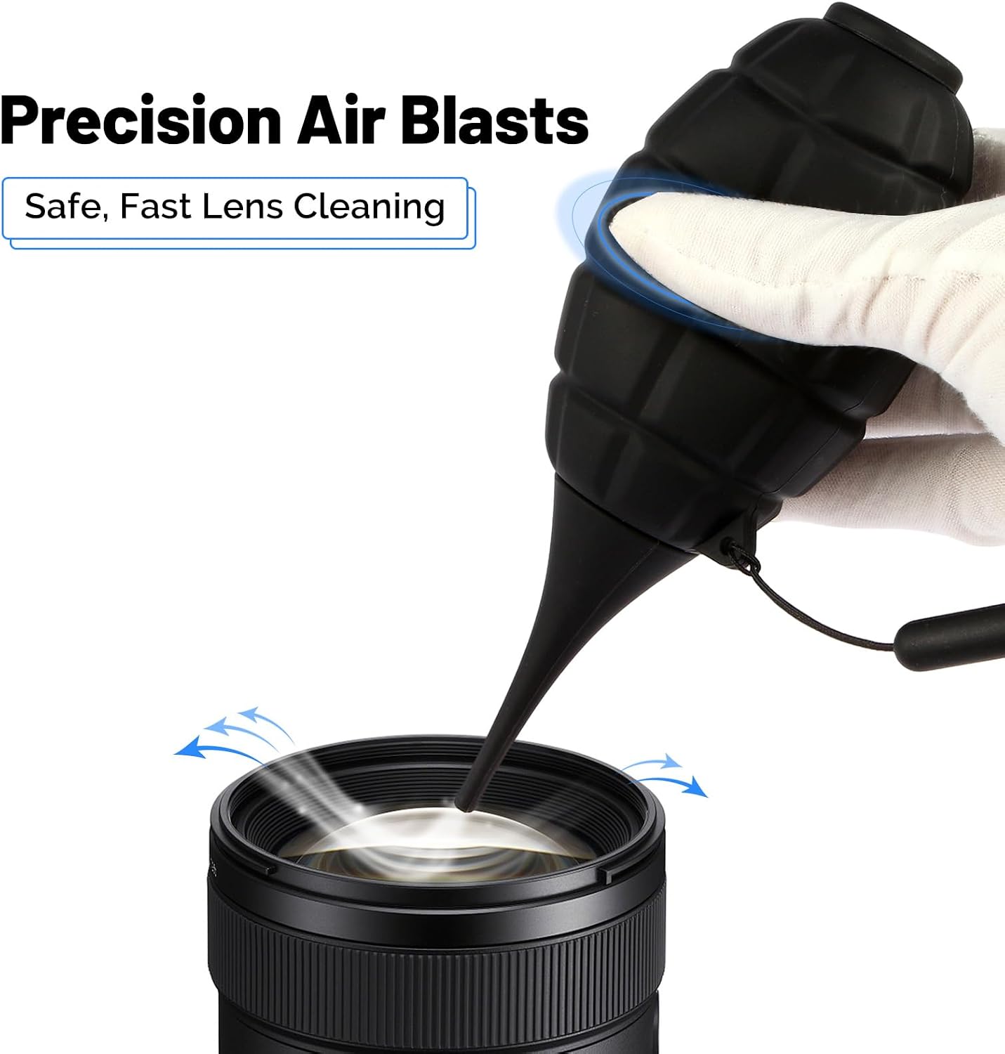 CAMKIX Camera Cleaning Kit - 2X Soft Tipped Upgraded Camera Sensor Blower - Compressed Air Camera Cleaner with Silicone Strap for DSLR, LCD Screens, CCD CMOS Lens Filter, Mirrorless Camera Sensor