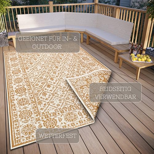 Tapis tissé à plat réversible et résistant aux intempéries NORTHRUGS Curacao ocre - 5