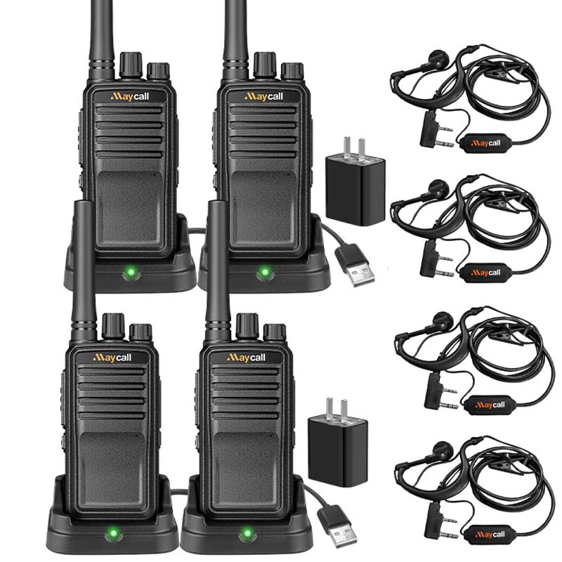 Maycall MC-528 4 Pack Walkie Talkies for Adults, Two Way Radio with Earpiece, 2 Way Radio Long Range 1200mAh Battery Rechargeable Portable FRS Walkie