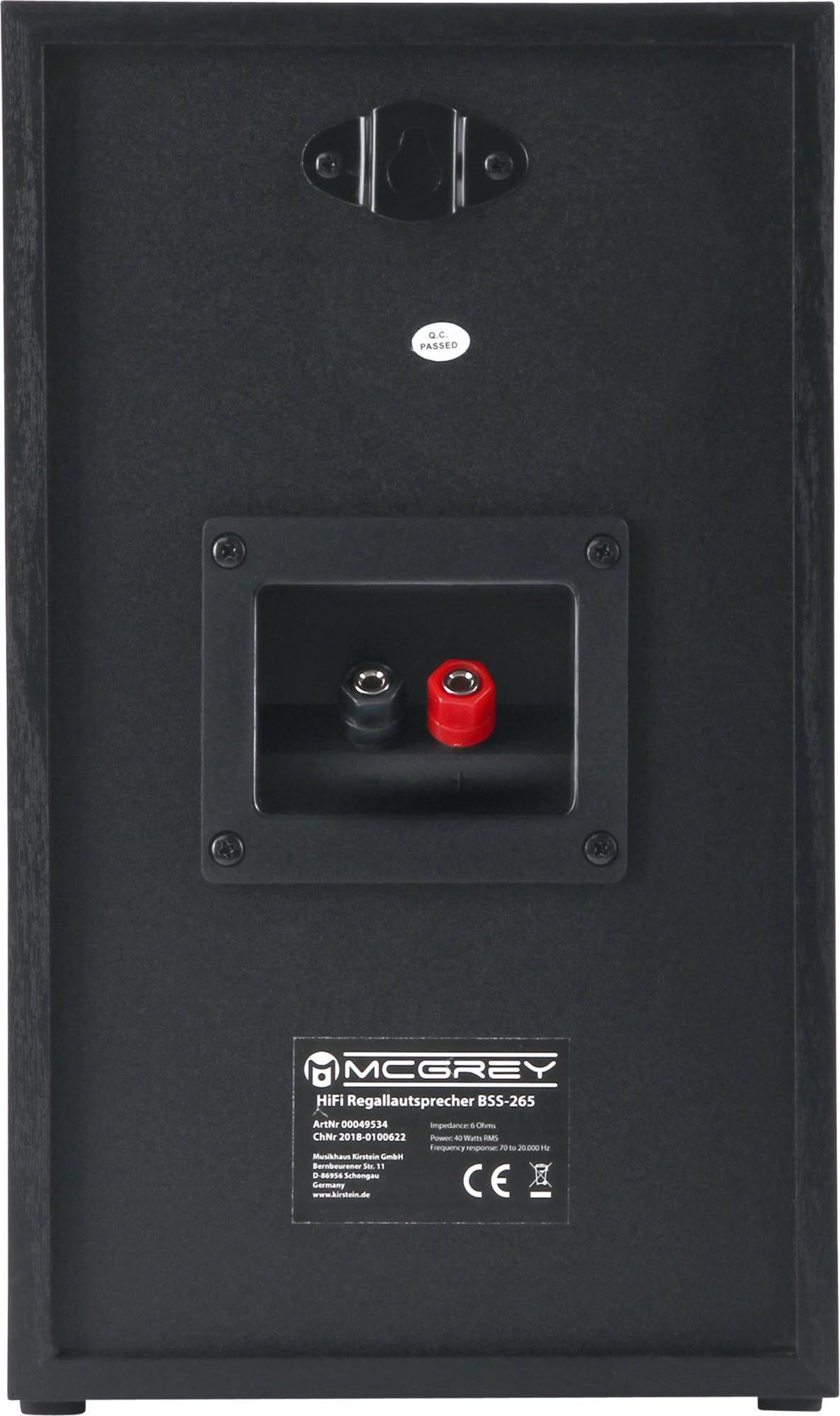 McGrey BSS-265 Paire denceintes Hi-FI 6,5" - Enceintes Hi-FI compactes à 2 Voies avec 80?W RMS / 150?W crête, woofer 6,5" et Tweeter 0,5" pour Un Son stéréo et Un Montage Mural - Noir