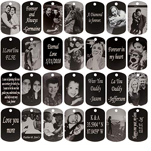 Aluminum Personalized Laser Photo Dog Tag Black And White Picture Pendant With 24 Inch Ball Chain #TOP2