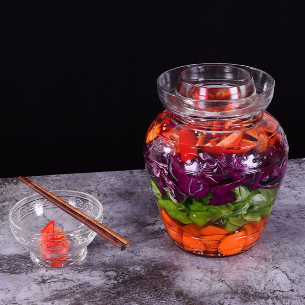 Küchenfermentierglas 2,5l aus Glas mit Dichtem Deckel Praktischer Gärbehälter für Gemüse und Essiggurken zum Fermentieren im Haushalt