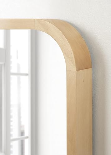 Miniatura 7 de Kate and Laurel Hutton - Espejo de pared rectangular redondeado moderno, 20 x 30 pulgadas, madera natural, decoración de pared rectangular