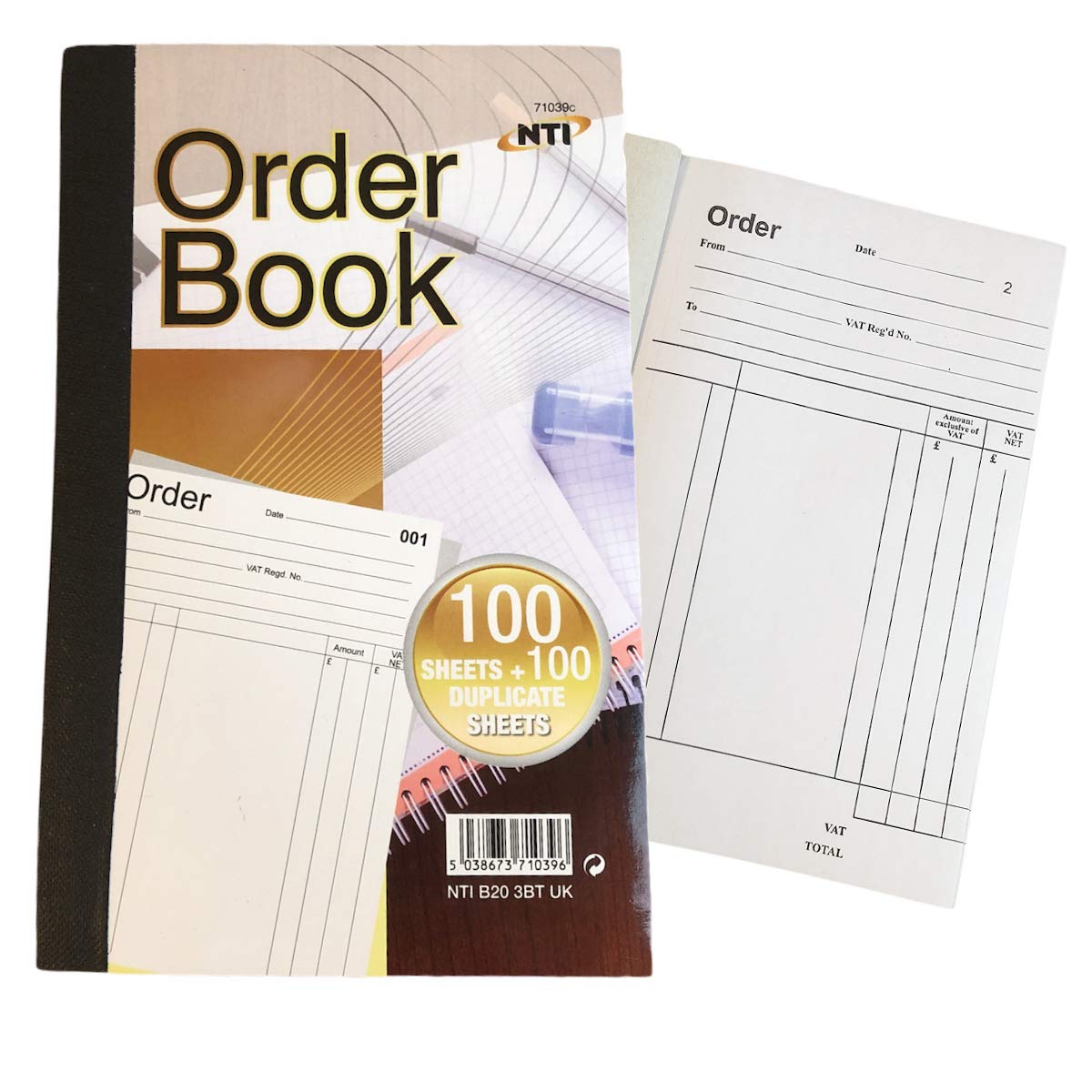 Order Book Sales Record Receipt Book Numbered 1-100 Duplicate with Index Sheet with VAT 100 + 2 Carbon Papers