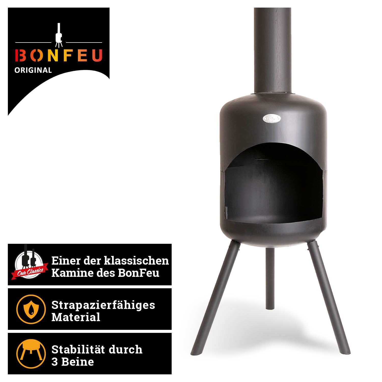 BonFeu BonSelo Nero - Braciere da Giardino - Braciere - Bracere - Bracere da Esterni - Braciere da Esterno - Braciere da Interno - Acciaio - 39 x 39 x 148 cm