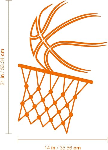 Miniatura 3 de Calcomanía de vinilo para pared, pelota de baloncesto y aro, 21 x 14 pulgadas, diseño positivo y divertido para el hogar, habitación de los niños,