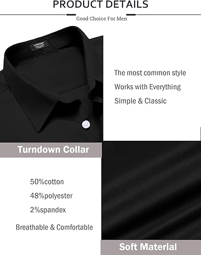Miniatura 5 de COOFANDY Camisas casuales de manga larga con botones para hombre, camisas de vestir elásticas para hombre