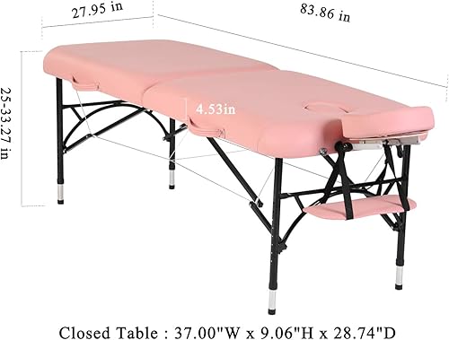 Miniatura 5 de Artechworks Mesa de masaje portátil ligera de 28 pulgadas de ancho, cama de tatuaje con patas de aluminio (cojín de espuma de 2.56 pulgadas de