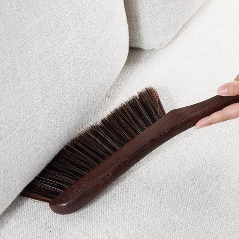 Scopa a Mano Setole Morbide Spazzola con Manico in Legno per Pulizia Letto Divano Mobili