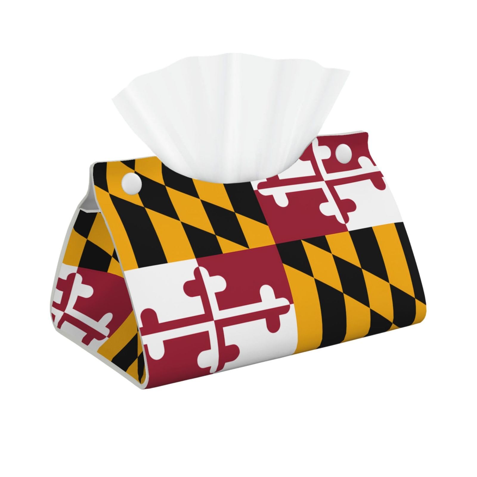 Maryland State Flag Rectangular Leather Tissue Box Cover, Folding Facial Tissue Holder Dispenser for Car