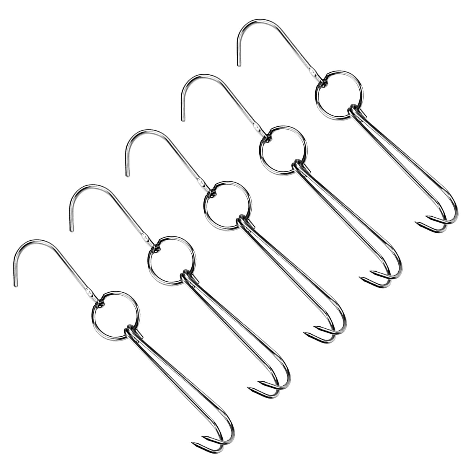 Ganchos para colgar carne con diseño doble de alta resistencia para asar cochinillo y embutidos