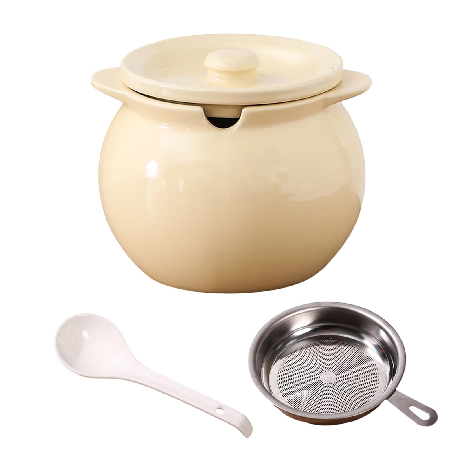 Woedpez 1400Ml Ceramic Oil Canister with Tight Sealing Lid Bacons Grease Container for Countertop Organization Elegant Oil Pot with Tight Seal Pour Spout Bacons Grease Container Countertop Decor