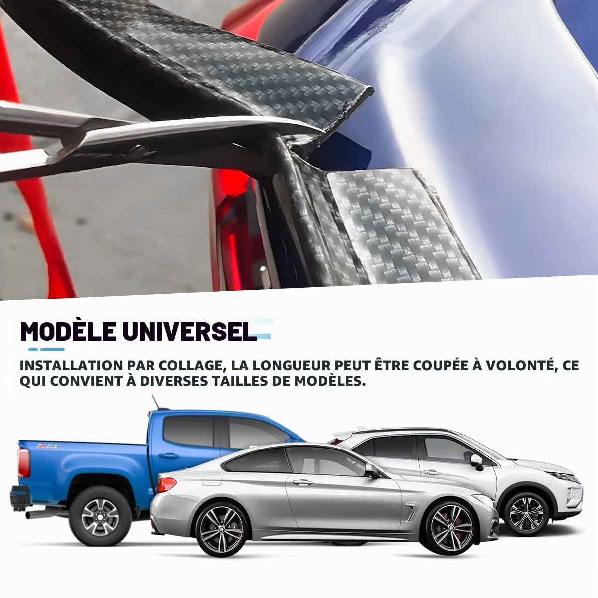 JNNJ Souple Aile Arrière Spoiler, Aileron Arrière Voiture en Caoutchouc Imperméable, Becquet Arrière Universel pour Auto Protection des Pare-Chocs (Noir-Brillant)