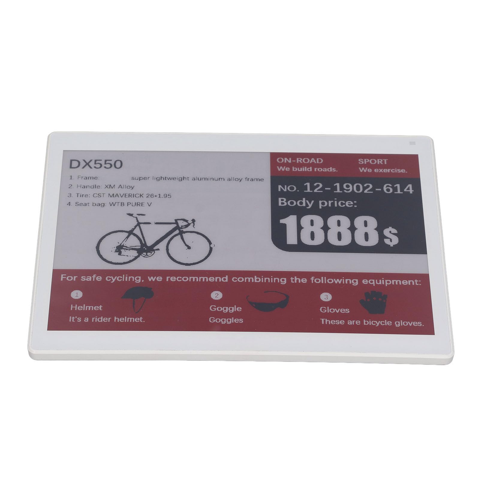 Generic Etiqueta de Precio Electrónica de 10,2 Pulgadas con Alto Contraste Claro para Tiendas Minoristas y Salas de Conferencias, Batería Incorporada