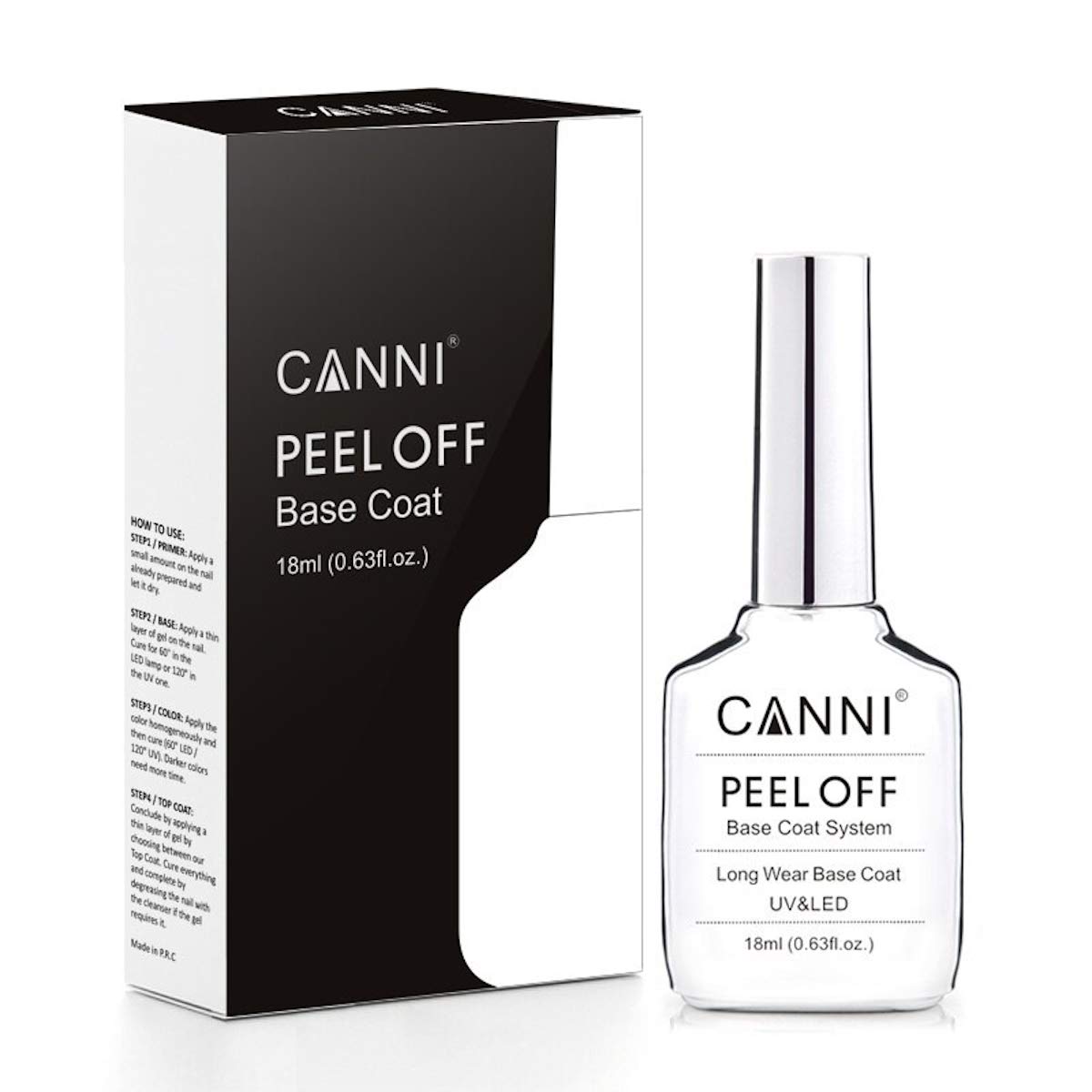 CANNI Brand Full Nail Art UV LED Gel System Peel Off Base Coat UV Gel 18ml (Peel Off Base Coat)-image-19