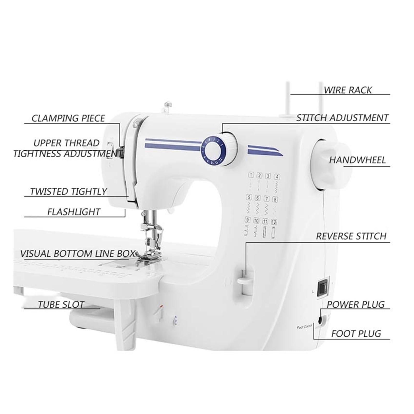 Máquina De Coser Doméstica Portátil UFR-608A, Mini Multifunción 6V/9W, Gruesa Con Pedal Eléctrico