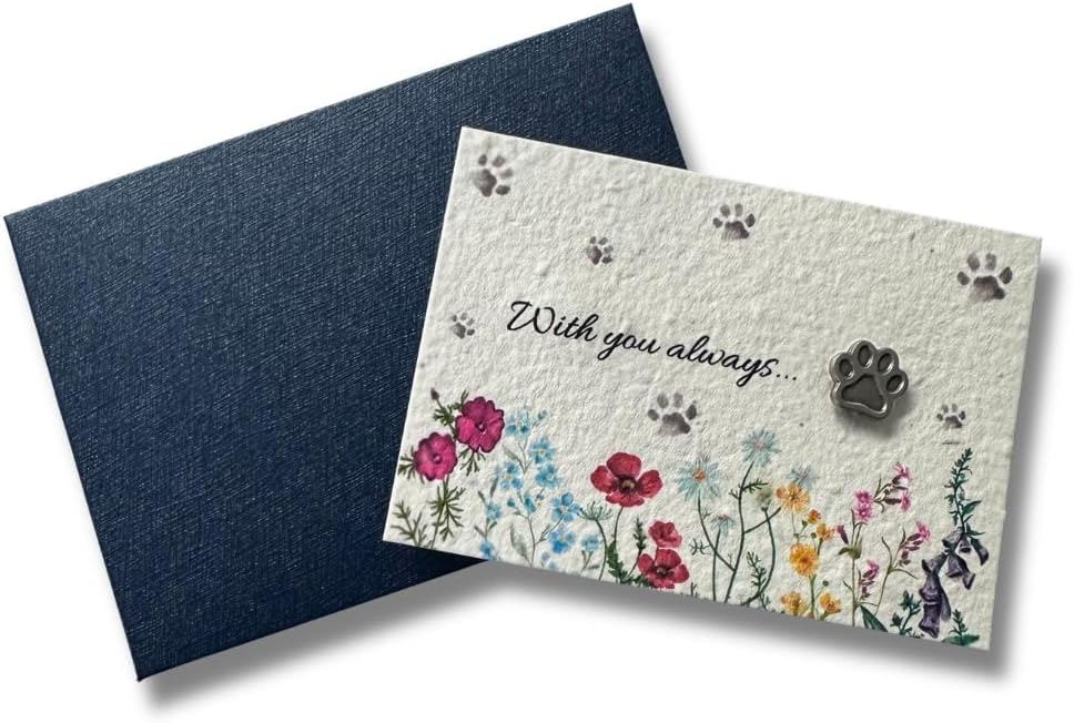 Pet Loss Gift with Paw Print Pin & Plantable Forget Me Not Card, Pet Memorial Gift, Dog Me - Analyse des détails et conception