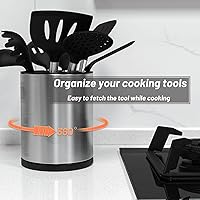 Vista 3 de Kitchen Utensil Holder for Countertop 360° Rotating Utensil Caddy Extra Large Utensil Crock Cooking Utensil Holder for Kitchen Counter