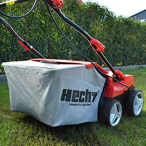HECHT Elektryczny wertykulator, wentylator trawnikowy (2000 W, w zestawie z wentylatorem, 3-stopniowa regulacja wysokości od -10 do + 5 mm, kosz na trawnik o pojemności 45 l)