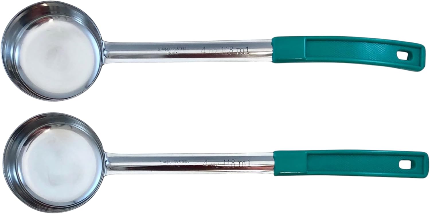 4 Ounce Solid Stainless Steel Portion Control Ladle Spoon for Measuring and Serving; Commercial Grade Serving Scoops [Pack of 12]