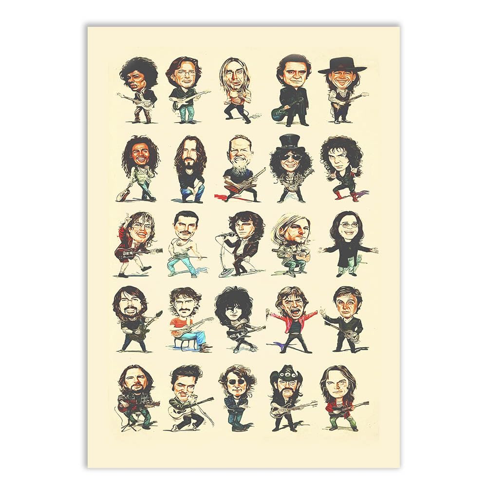 Placa Decorativa A3 Ícones Do Rock Musica Metal Bandas Poster