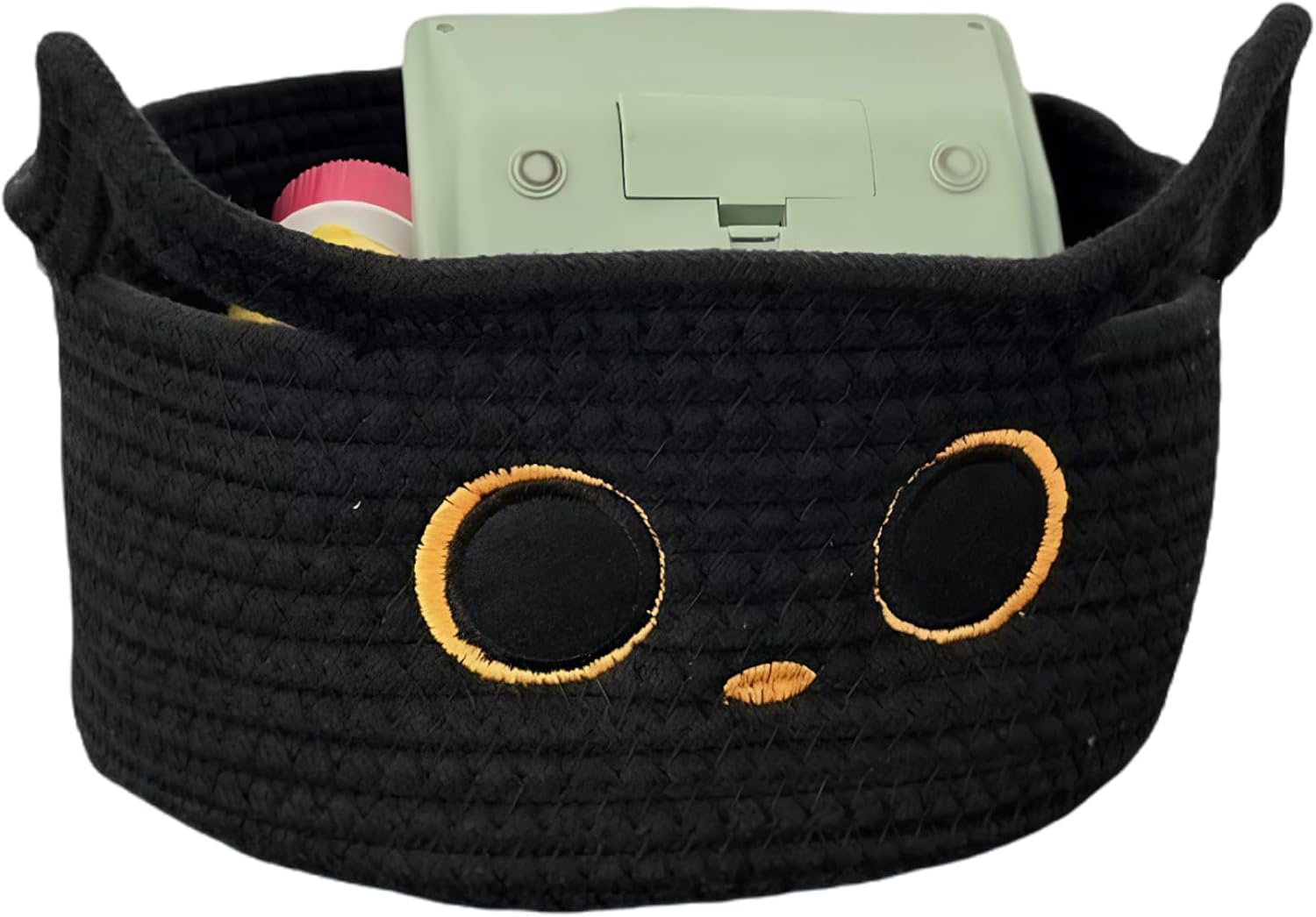 Halloween Basket, Black Cat Cotton Rope Woven Cat Toy Basket for Nursery, Toy Storage Organizer with Ears for Pet Bin Toys.. image 3