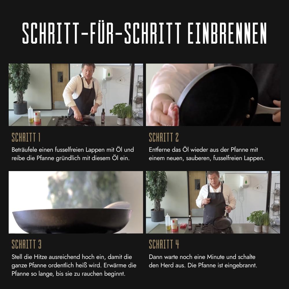 Skottsberg Gusseisen Wok - Ø 34 cm – vorgebrannt & PFAS‑frei, natürlich Antihaft - ideal für Induktion, Gas, Ceran, Grill & Backofen