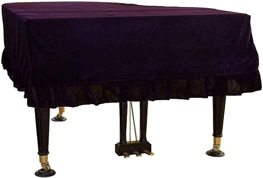 Upright Piano Cover, Grand Piano Cover, Gold Velvet Soft Piano Dust Cover Cloth, Washable Triangle Decorated Protective Cover Color Purple, Size 150cm-160cm
