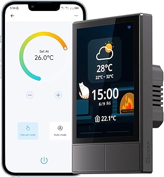 SONOFF NSPanel Smart Switch - 2-Switch Panel Home Control With Touchscreen, Temperature Function, Lights Control - Compatible With Alexa and Google Home, Black