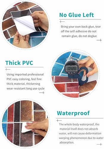 Miniatura 7 de Adhesivo retro para azulejos de despegar y pegar, pegar en azulejos de pared para cocina, azulejos de pared, calcomanías de baño, vinilo