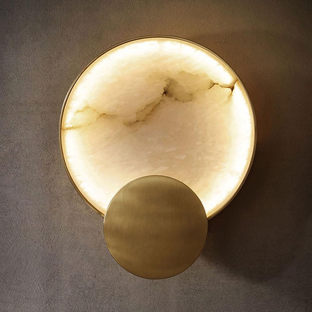 XYBZJP Nordic Industrial Style LED Wall Sconce, Natural Alabaster Wall Lamp, 11in Marble Indoor Wall Light, Bedroom Dressing Table Porch Decorative Lighting Fixtures