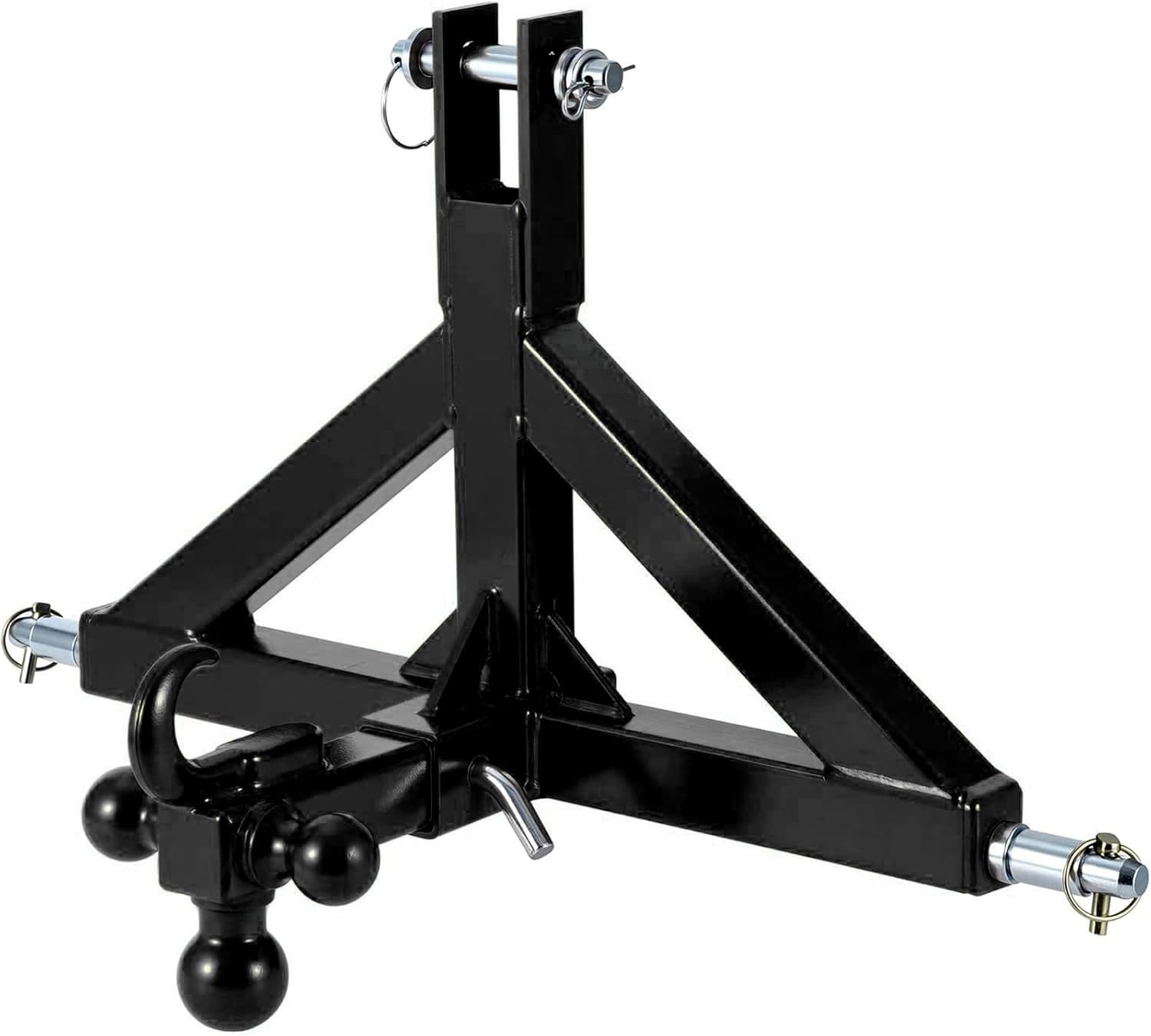 Garvee 3-Point Quick Hitch for Category 1 Tractors, 2" Trailer Receiver & Ball Hitch Combo with Towing Hook, Heavy Duty Drawbar Attachment