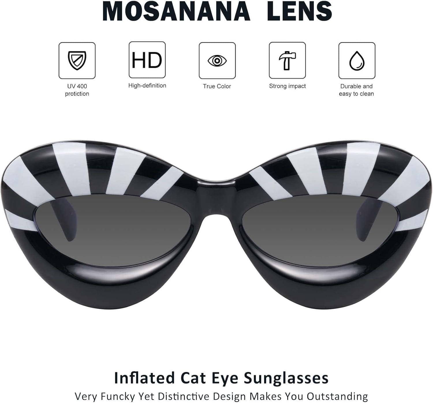 mosanana Inflated Cat Eye Sunglasses for Women Mod. Mia - Image 2