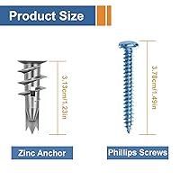 Vista 4 de Kit de anclaje de pared hueca/paneles de yeso autoperforantes de zinc, anclajes de pared resistentes para paneles de yeso