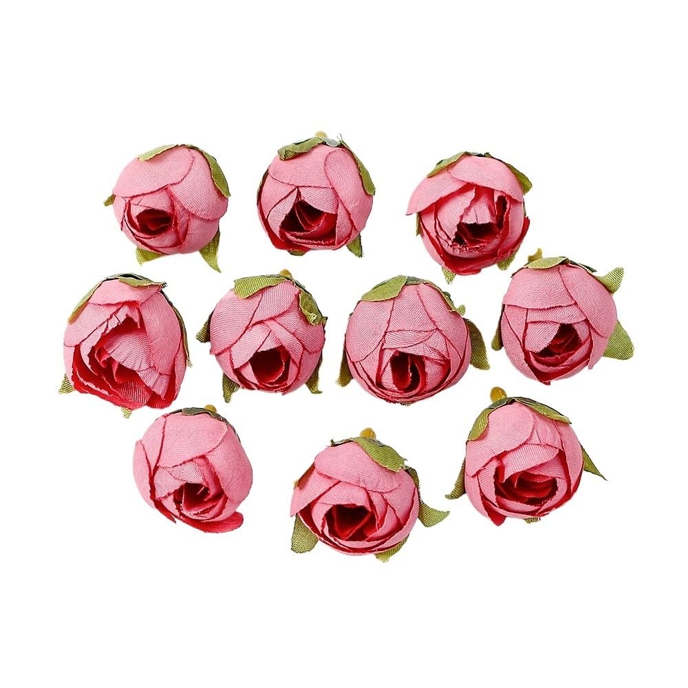 Casetlong 20PCs Artificial Flowers Head Silk Fake Wedding Marriage Decoration DIY Wreath Bouquet Accessories(Red)