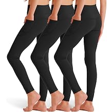 3 Pack Girls Leggings with Pockets, Ankle Length Athletic Yoga Pants for Kids Clothes