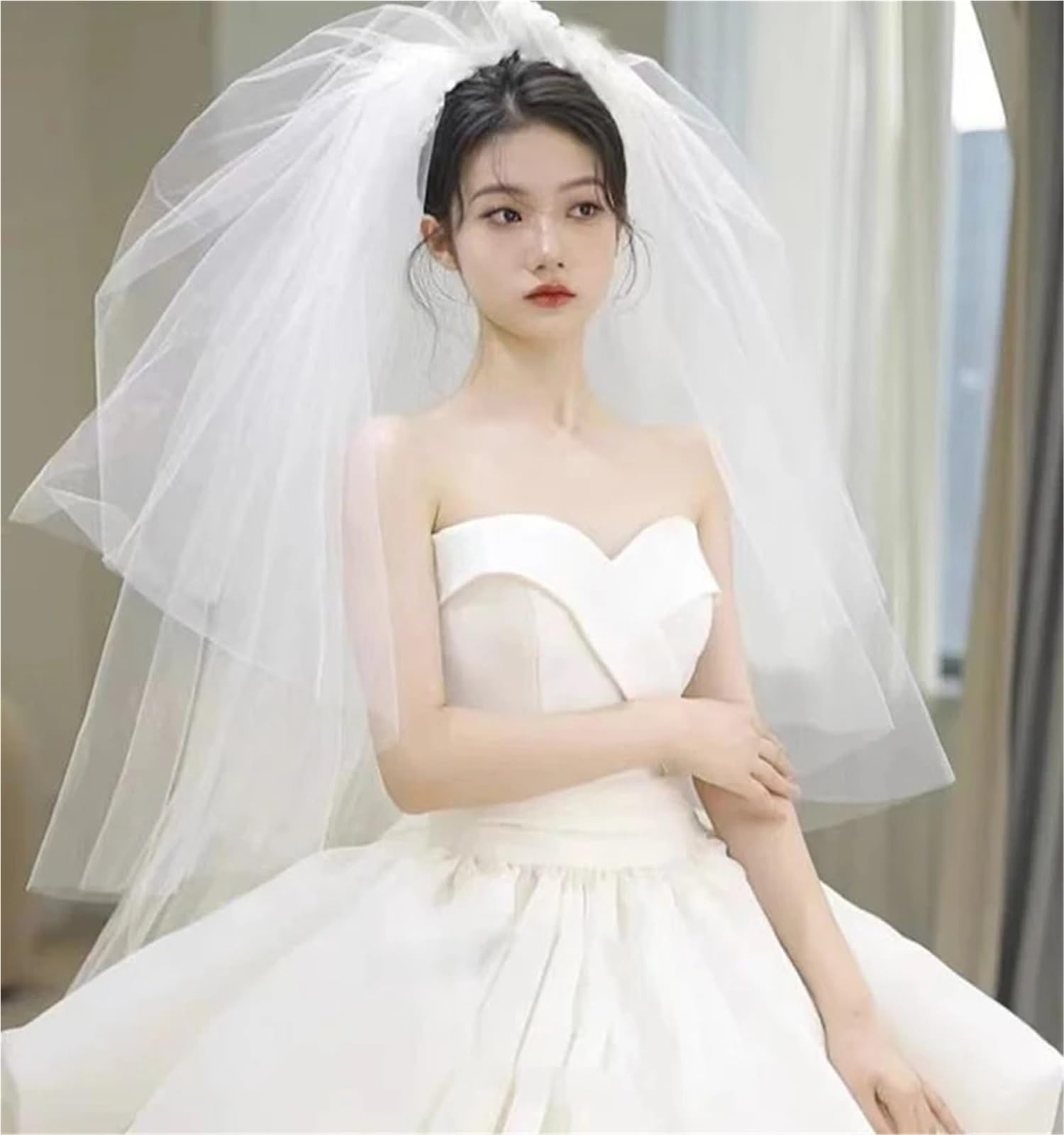 Brautschleier Retro-Hochzeitsschleier, kurzer Hochzeits-Tüllschleier, großer Schleier for Hochzeit, Verlobung, Haarschmuck Brautaccessoires