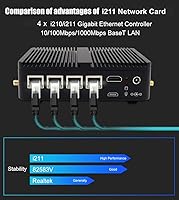 Vista 5 de Router PC, Celeron J4125, 4 x Intel Giga LAN, 2 USB3.0, 4 USB2.0, COM/RS232, HDMI, sin ventilador, mini dispositivo de cortafuegos, PC