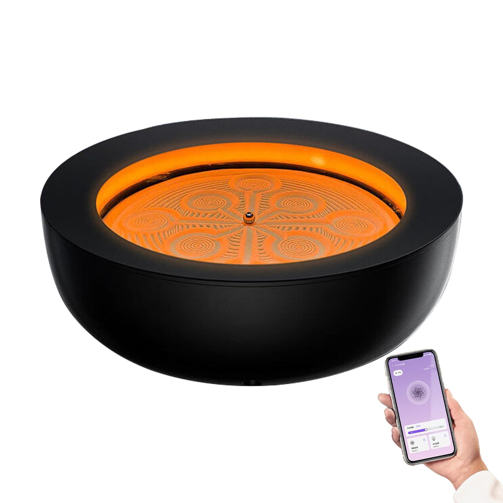 Tavolo di sabbia per meditazione zen con arte della sabbia mobile magnetica, LED a 7 colori, 19 modelli, controllo app, arte in movimento 3D per casa e ufficio, accessori per meditazione