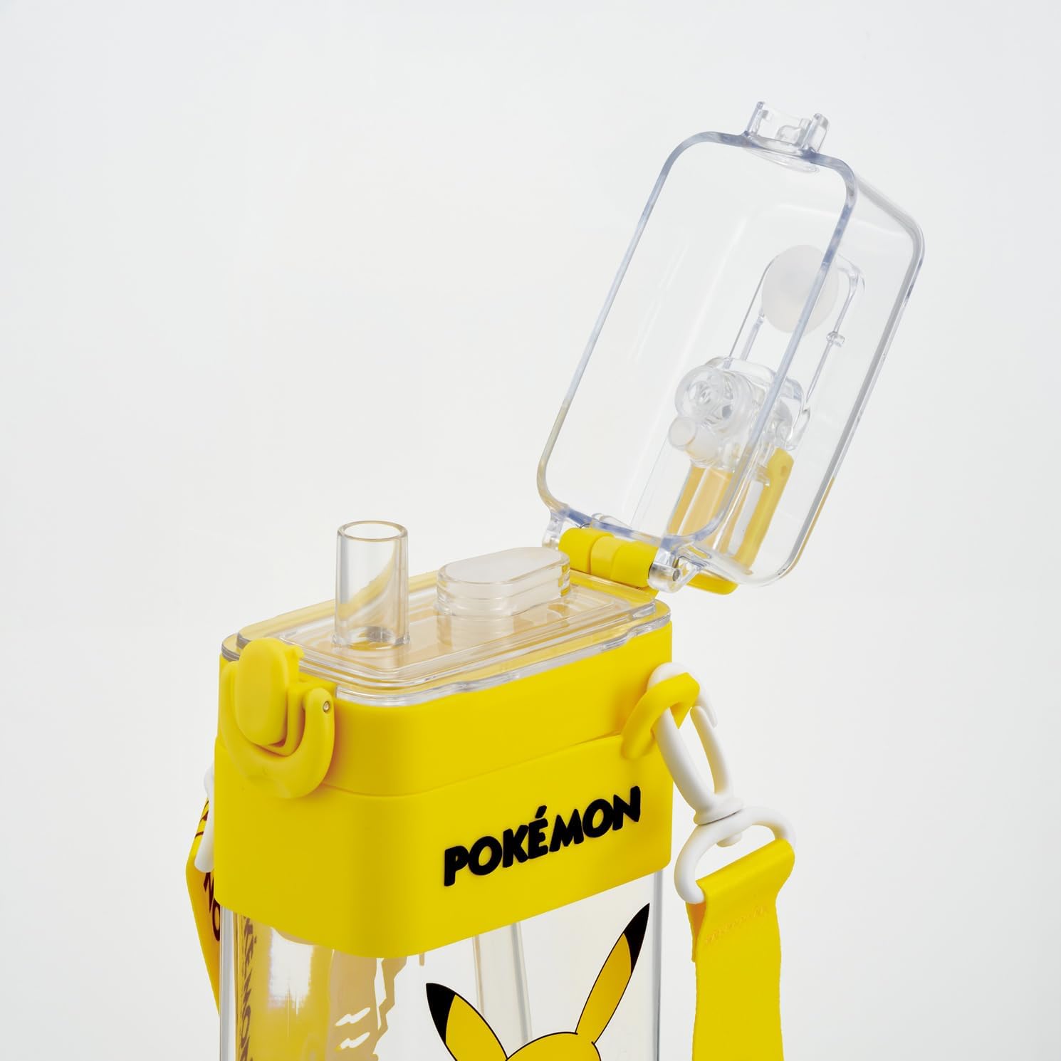 Skater - 2 Way Square Bottle, 600ml Water Bottle, with Straw, Drink Cover, Shoulder Strap, Pokemon for Kids PSQW6-A