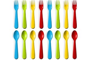 16 PCS Plastic Silverware Set: Toddler Utensils for Lunchbox