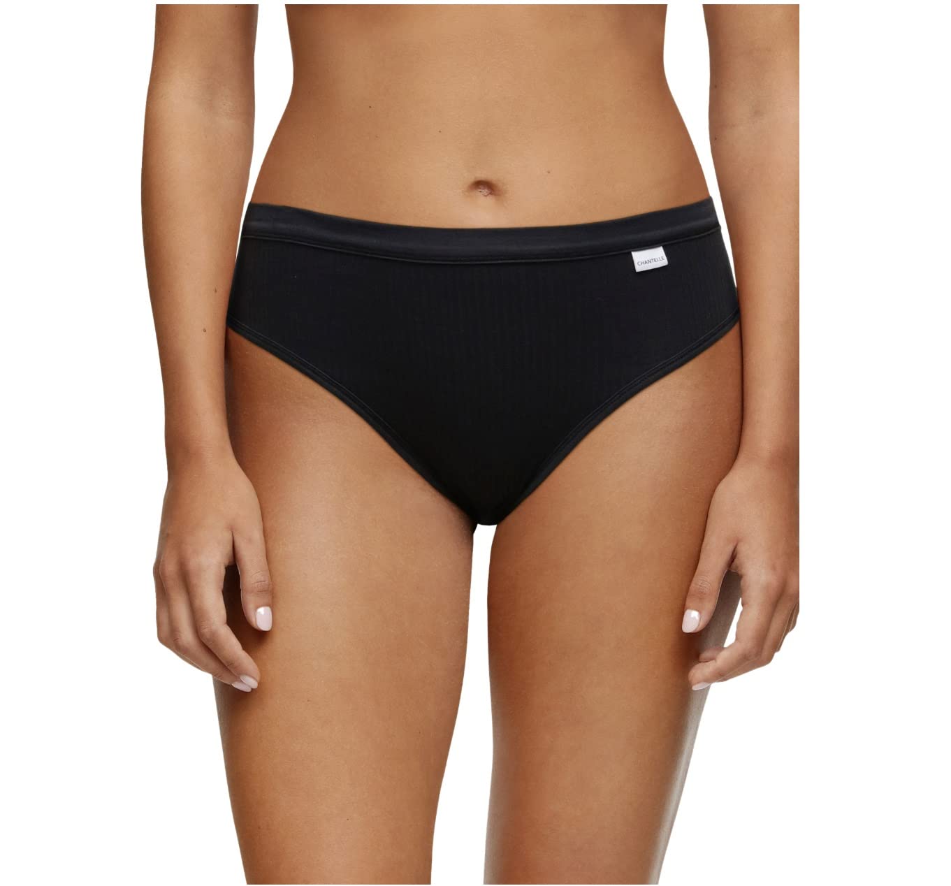 Chantelle Women's Black Cotton Comfort Hi Cut Brief, Large