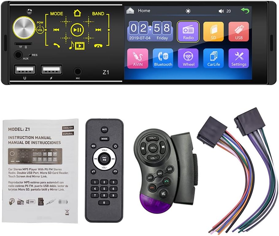 Ketsicart Z1 4.1in Multi-Language Car BT MP5 Player Auto Touched Sn Car Music and Auto Multi-Media Player