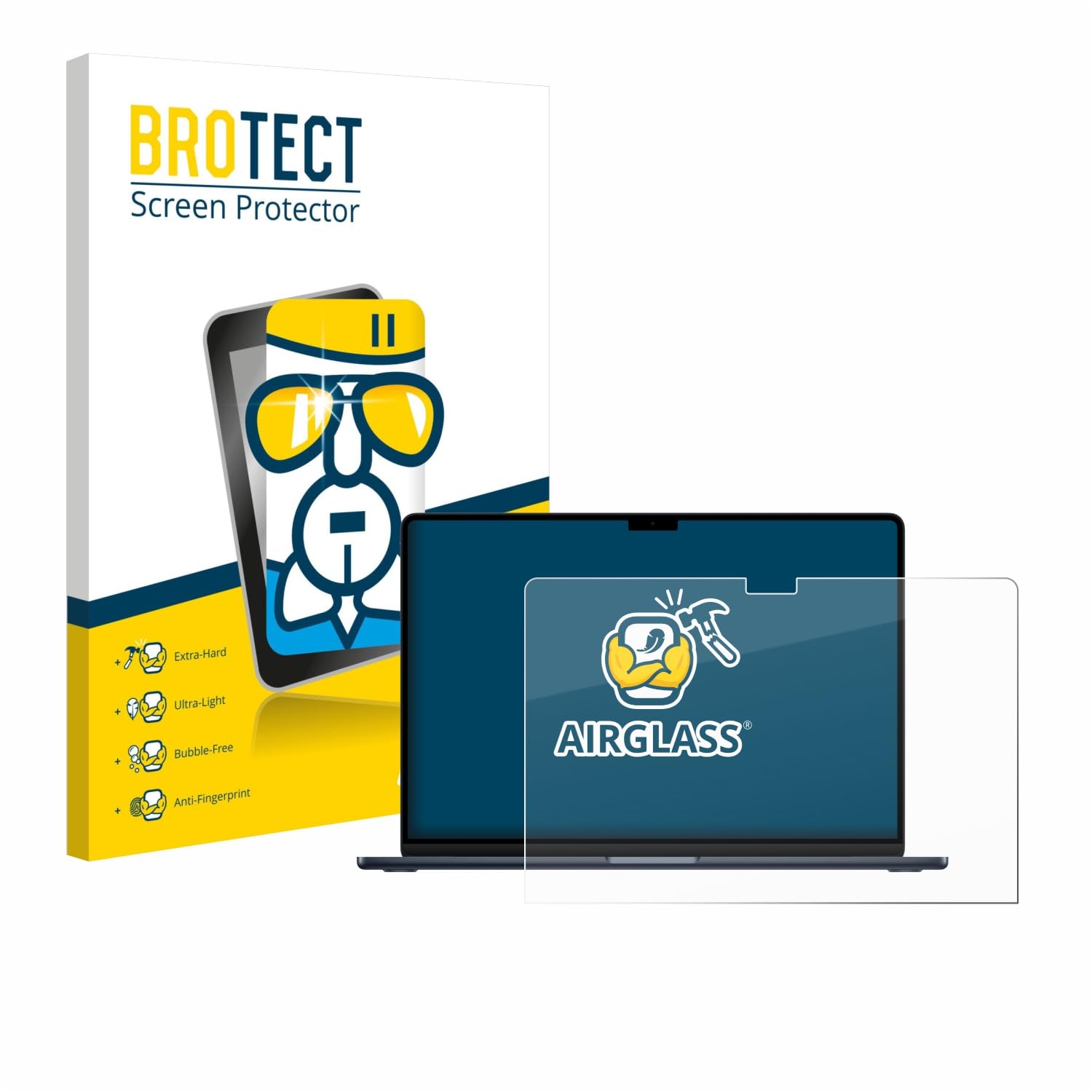 BROTECT Schutzglas für Apple MacBook Air 15" M4 2025 / M5 2026 Schutzfolie Panzer Folie Glas[Extrem Kratzfest, Anti-Fingerprint, Ultra-]
