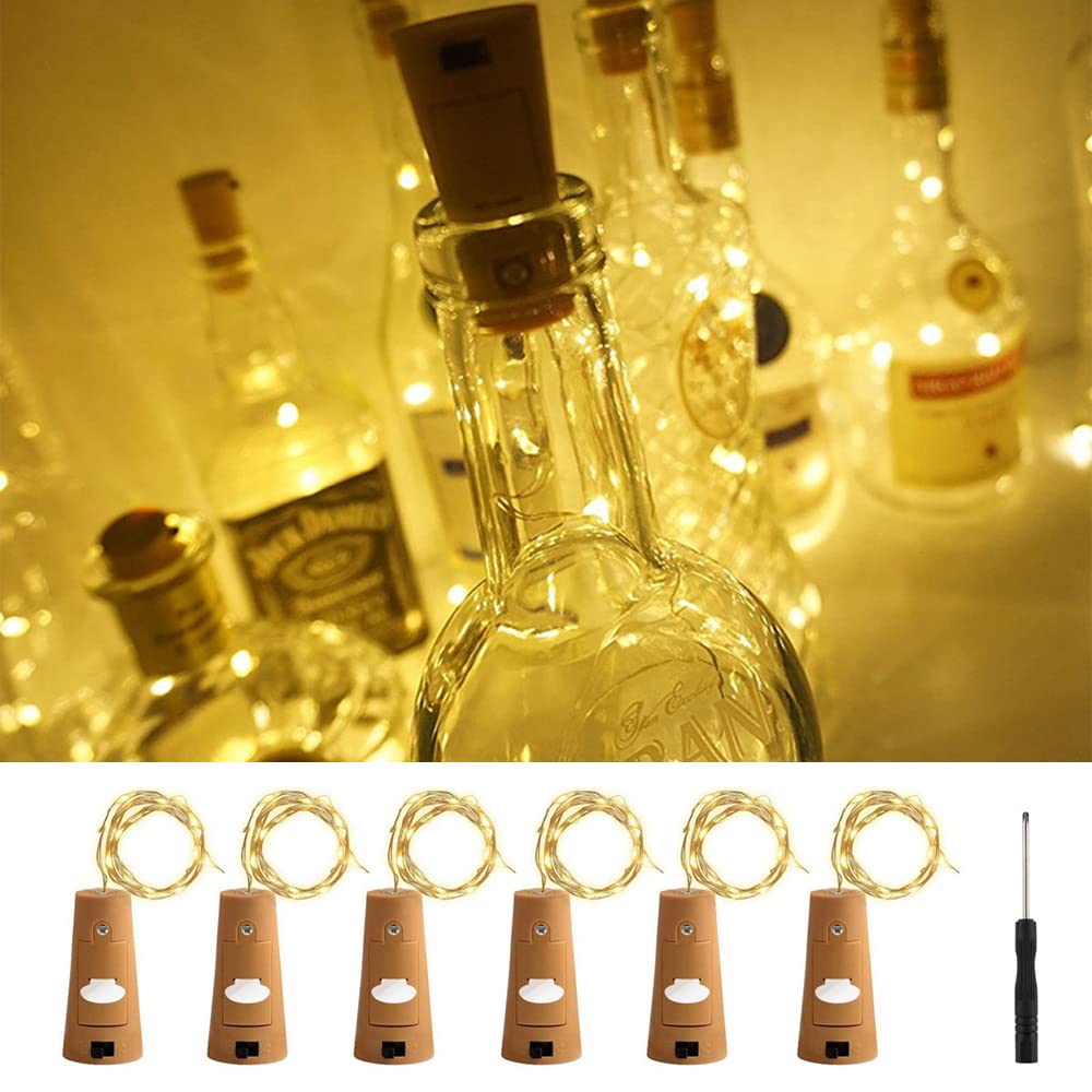 6x Guirlandes Lumineuses En Liège Pour Bouteilles De Vin