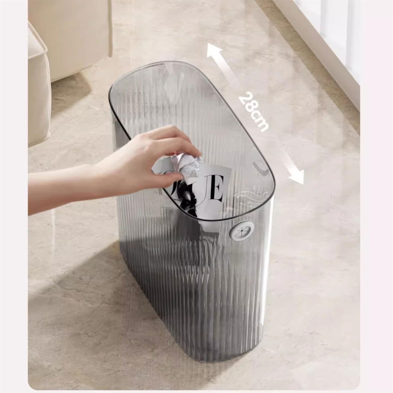 Cestino Pattumiera Domestica Bagno Soggiorno Pattumiera Camera da Letto Cucina Barile di Carta igienica a Fessura Stretta Papeleras para Cocina(Gray)