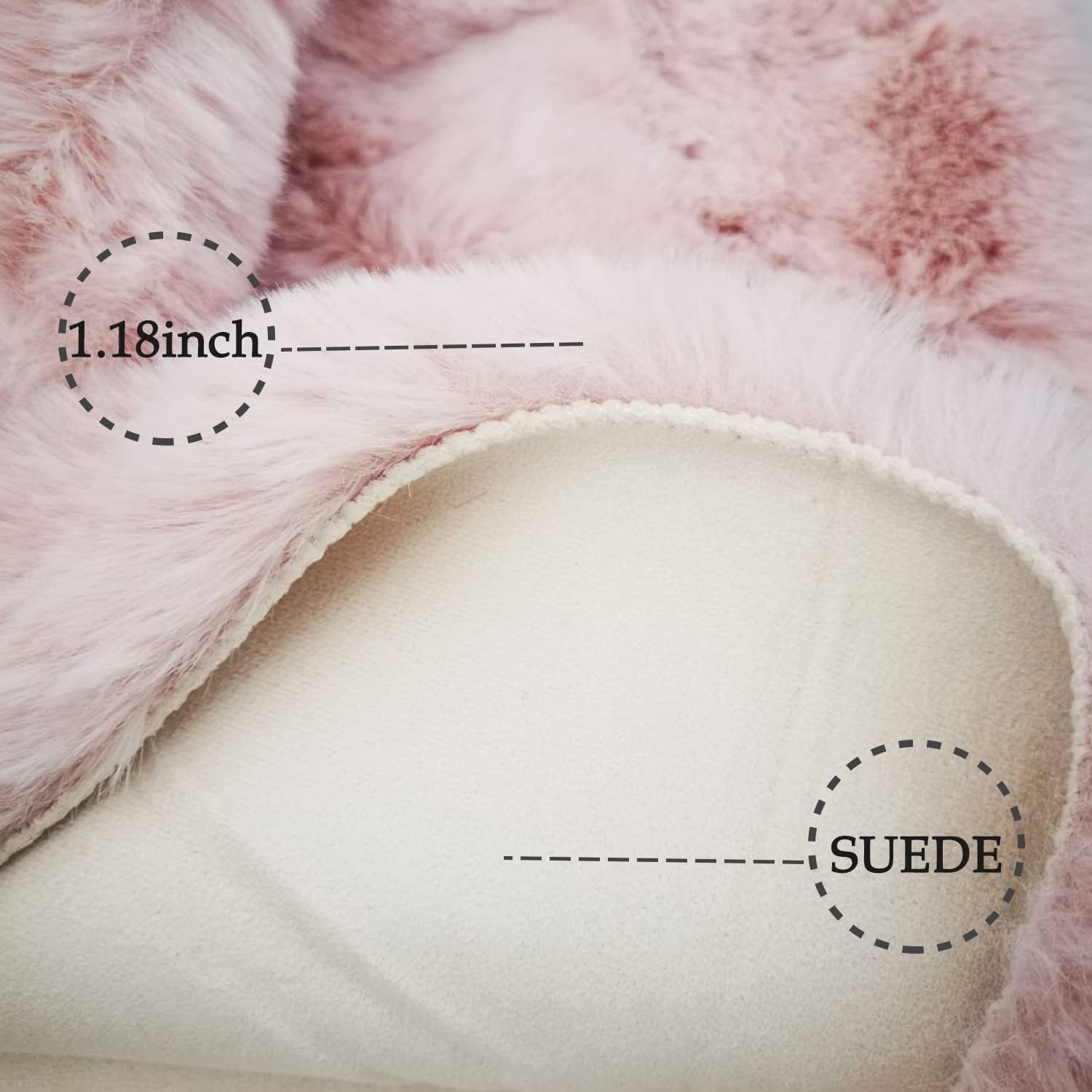 Ghouse Ultra Soft Faux Rabbit Fur Rug 2x3, Machine Washable Area Rugs for Bedroom Fluffy Rugs for Living Room, no-Shedding Carpet Sheepskin Rug Pink